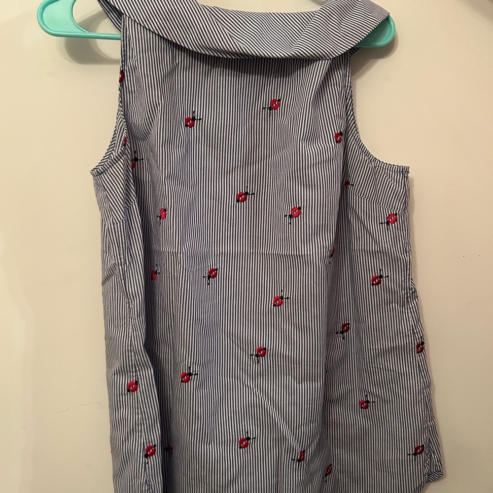 Talbots Blue and White Striped Tank Top